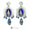DEVOZIONI Miraculous Medal 2-in-1 Stainless Steel Earrings - Blue Drops and Crystals