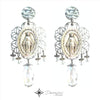 DEVOZIONI Miraculous Medal 2-in-1 Stainless Steel Earrings - Clear Drops and Crystals