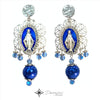 DEVOZIONI Miraculous Medal 2-in-1 Stainless Steel Earrings - Blue Pearls and Crystals