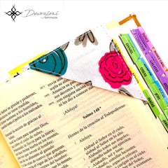 Corner Bookmark in Poly-Canvas for Bibles/Books/Notebooks - Roses for Our Lady