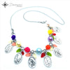 Advocaciones de la Virgen María - Brazalete Convertible a Collar en Stainless Steel, Perlas y Corales Sintéticos, Metales Esmaltados y Medallas Genuinas Italianas