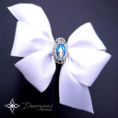 Virgin Mary (Miraculous Medal) Double Bow for Girls - Floreli + Devozioni