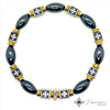 Pulseira Masculina Coleção "Sueño de San José" em Hematitas Douradas e Prateadas, e Hematitas Pretas em Formato de Olho