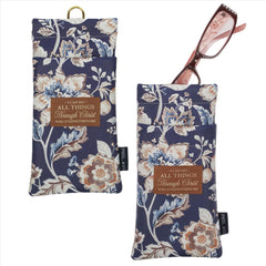 Vegan Leather Double Eyeglass Cases with Bible Verses and Floral Designs - Choose your Design