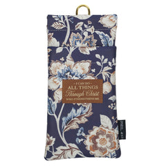 Estuches para Anteojos Doble-Bolsillo de Cuero Vegano con Versículos Bíblicos y Diseños Florales - Diseños a Escoger