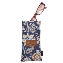 Estuches para Anteojos Doble-Bolsillo de Cuero Vegano con Versículos Bíblicos y Diseños Florales - Diseños a Escoger