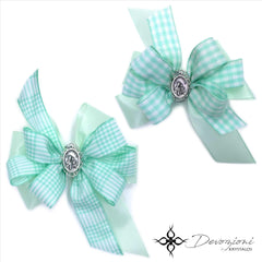 LAZOS VIRGEN DEL CARMEN PARA NIÑA VERDE GINGHAM EN HONOR AL MONTE CARMELO  - FLORELI + DEVOZIONI