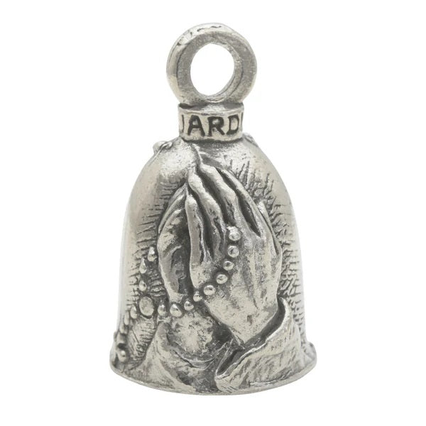Manos Rezando con Rosario - Llavero con Campana 100% Pewter Hecha en Estados Unidos