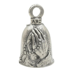 Manos Rezando con Rosario - Llavero con Campana 100% Pewter Hecha en Estados Unidos