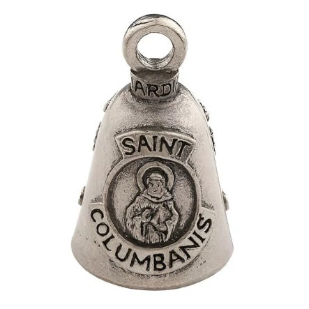 San Columbano (Patrono de los Motociclistas) - Llavero con Campana 100% Pewter Hecha en Estados Unidos
