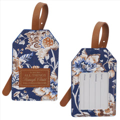 Vegan Leather Luggage Tag with Bible Verse 