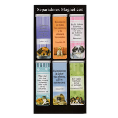 Sets de Marcalibros Magnéticos Devocionales con Versículos Bíblicos Variados - Diseños de Perritos