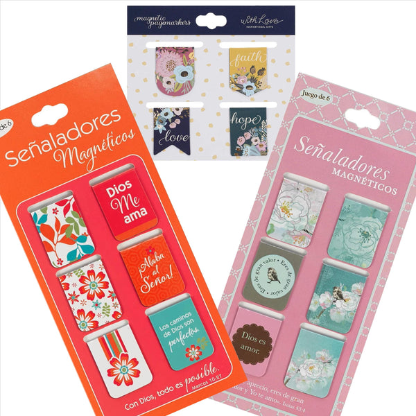 Sets de Marcalibros Magnéticos Devocionales con Versículos Bíblicos Variados - Diseños a Escoger