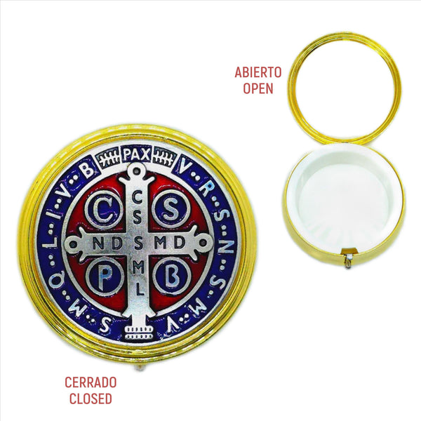 Holy Eucharist Pyx with Embossed Cross of St. Benedict