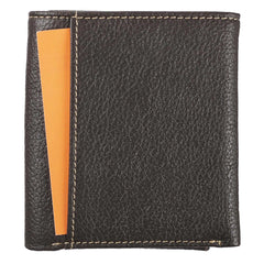 Three Crosses Espresso Brown Full Grain Leather Trifold Wallet for Men