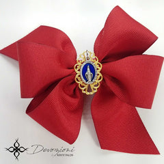 Virgin Mary (Miraculous Medal) Double Bow for Girls - Floreli + Devozioni