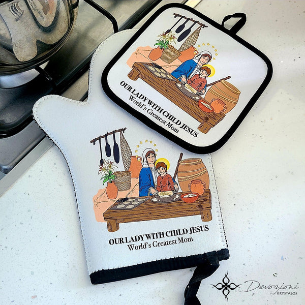 The Virgin Mary (World's Greatest Mom) - Kitchen Glove and Potholder Set