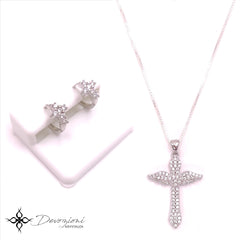 Sterling Silver and Austrian Crystal Angel and Heart Crucifix