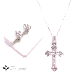 European Style Sterling Silver and Austrian Crystal Crucifix