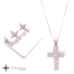 Sterling Silver and Austrian Crystal Multi-Faceted Crucifix