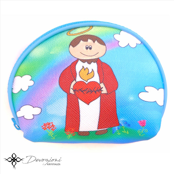 Coin / Rosary Pouch Purse of Jesus and Mary for Children