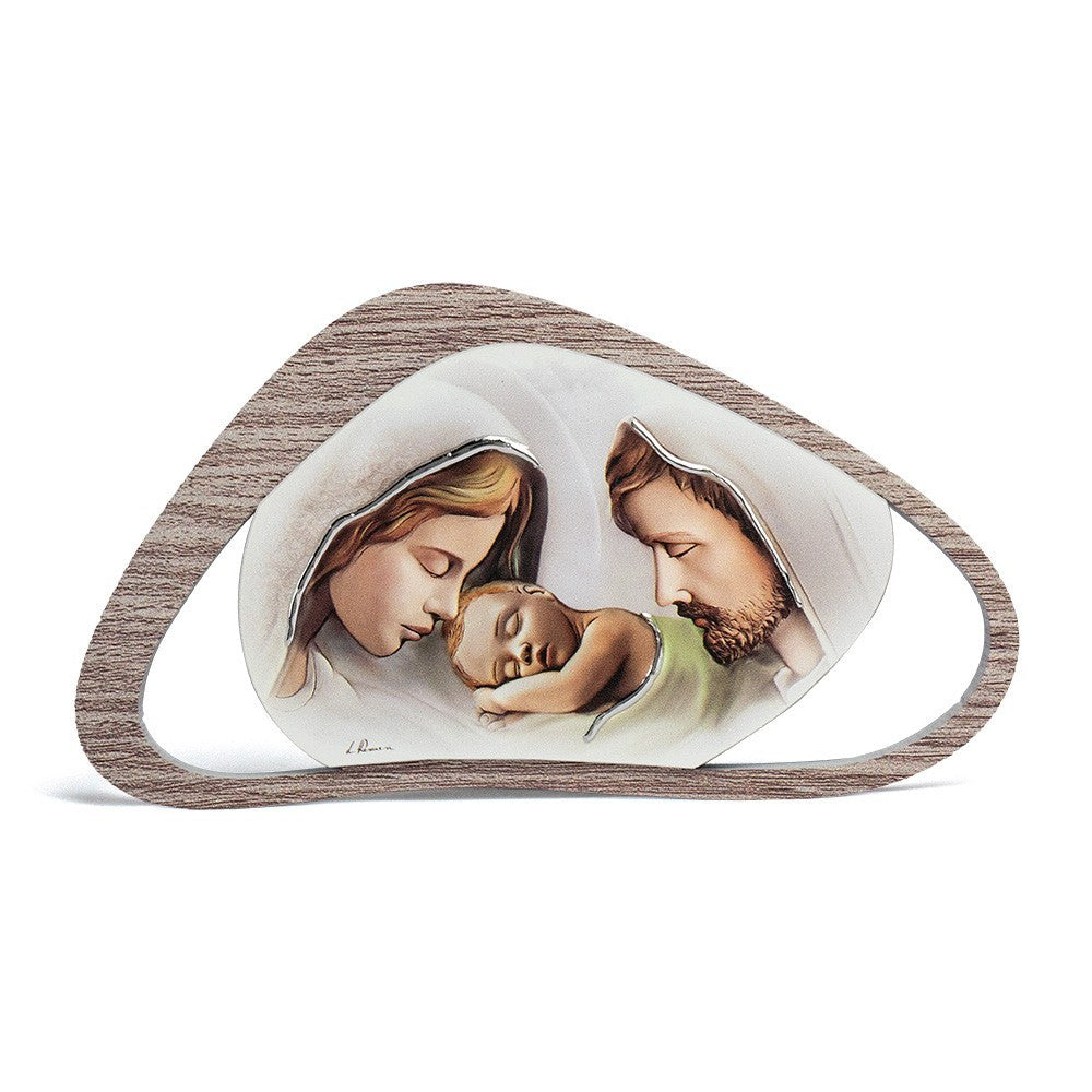 Holy Family - Italian Triangular Wood Frame for Wall or Table